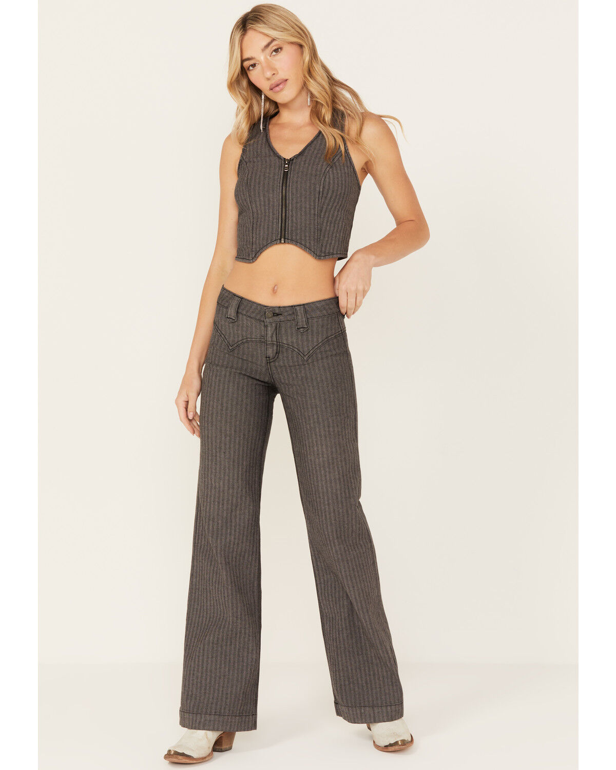 Image #2 - Idyllwind Women's Annex Herringbone Revel Mid Rise Stretch Trouser Pants, Black, hi-res