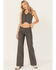 Image #2 - Idyllwind Women's Annex Herringbone Revel Mid Rise Stretch Trouser Pants, Black, hi-res