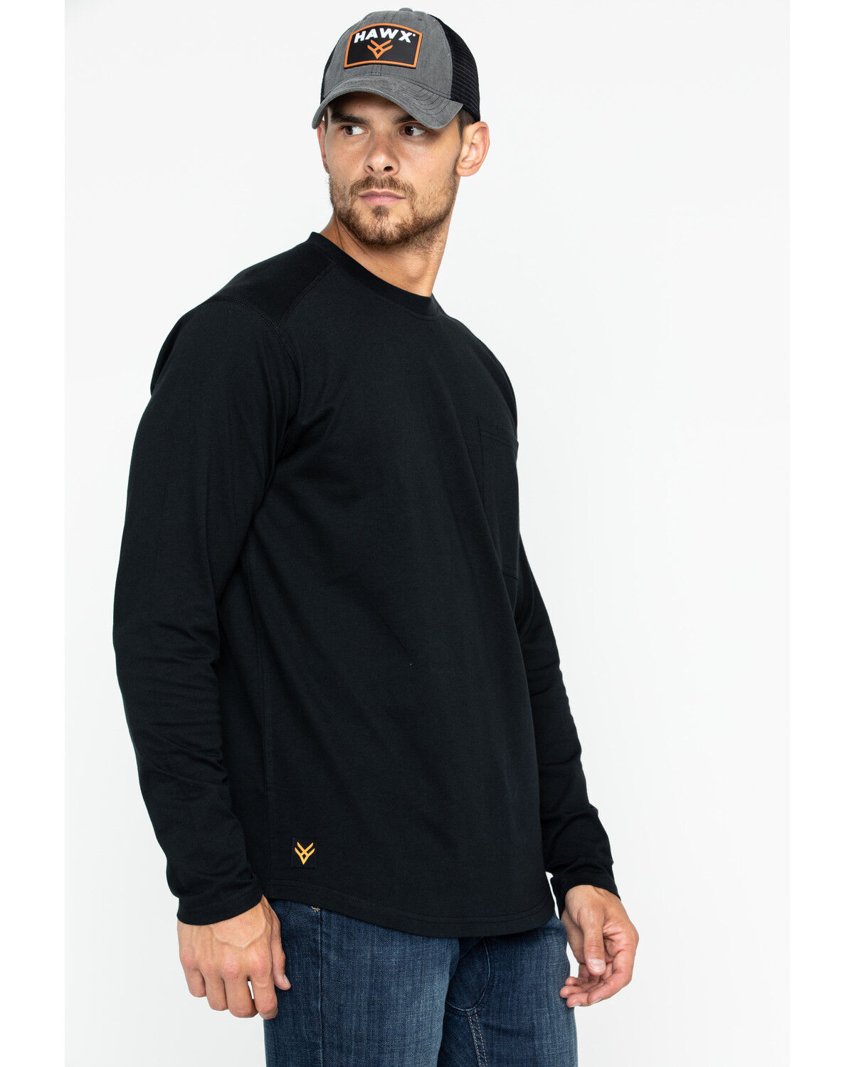 Image #3 - Hawx Men's Black Logo Crew Long Sleeve Work T-Shirt - Big, Black, hi-res