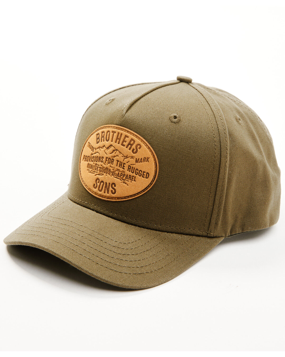 Image #1 - Brothers and Sons Men's Provisions For The Rugged Leather Patch Ball Cap, Olive, hi-res