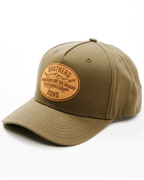 Brothers & Sons Men's Provisions For The Rugged Leather Patch Baseball Cap , Olive, hi-res
