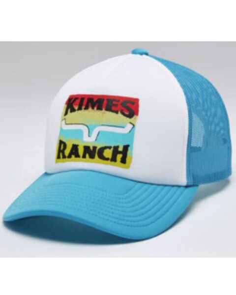 Kimes Ranch Men's Turquoise & White Block Party Logo Mesh-Back Baseball Cap , Turquoise, hi-res