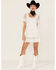 Image #2 - Maia Bergman Women's Ori Crochet Eyelet Short Sleeve Mini Dress, White, hi-res