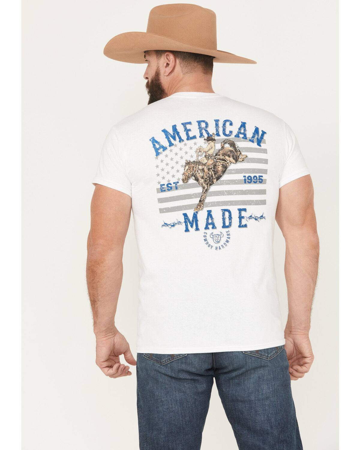 Image #4 - Cowboy Hardware Men's Boot Barn Exclusive American Made Short Sleeve Graphic T-Shirt, White, hi-res