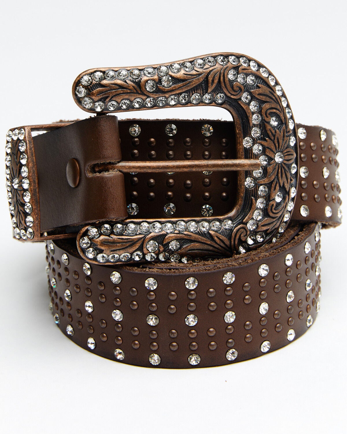 Shyanne Women's Triple Row Bling Belt, Brown, hi-res