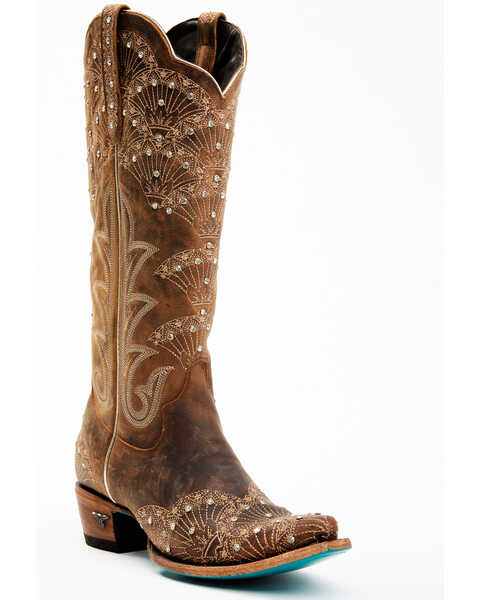 Image #1 - Boot Barn X Lane Women's Exclusive Calypso Leather Western Bridal Boots - Snip Toe, Caramel, hi-res