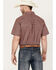 Image #4 - Panhandle Select Men's Floral Geo Short Sleeve Button Down Western Shirt, Peach, hi-res