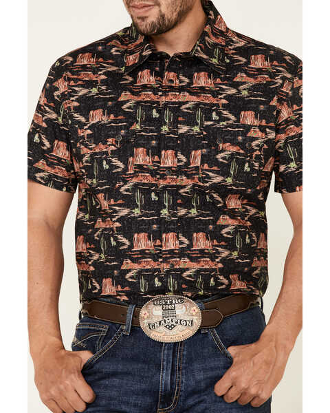 Image #3 - Dale Brisby Men's Desert Novelty Print Short Sleeve Western Shirt , Black, hi-res