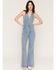 Image #1 - Flying Tomato Women's Light Wash Halter Denim Jumpsuit, Light Wash, hi-res