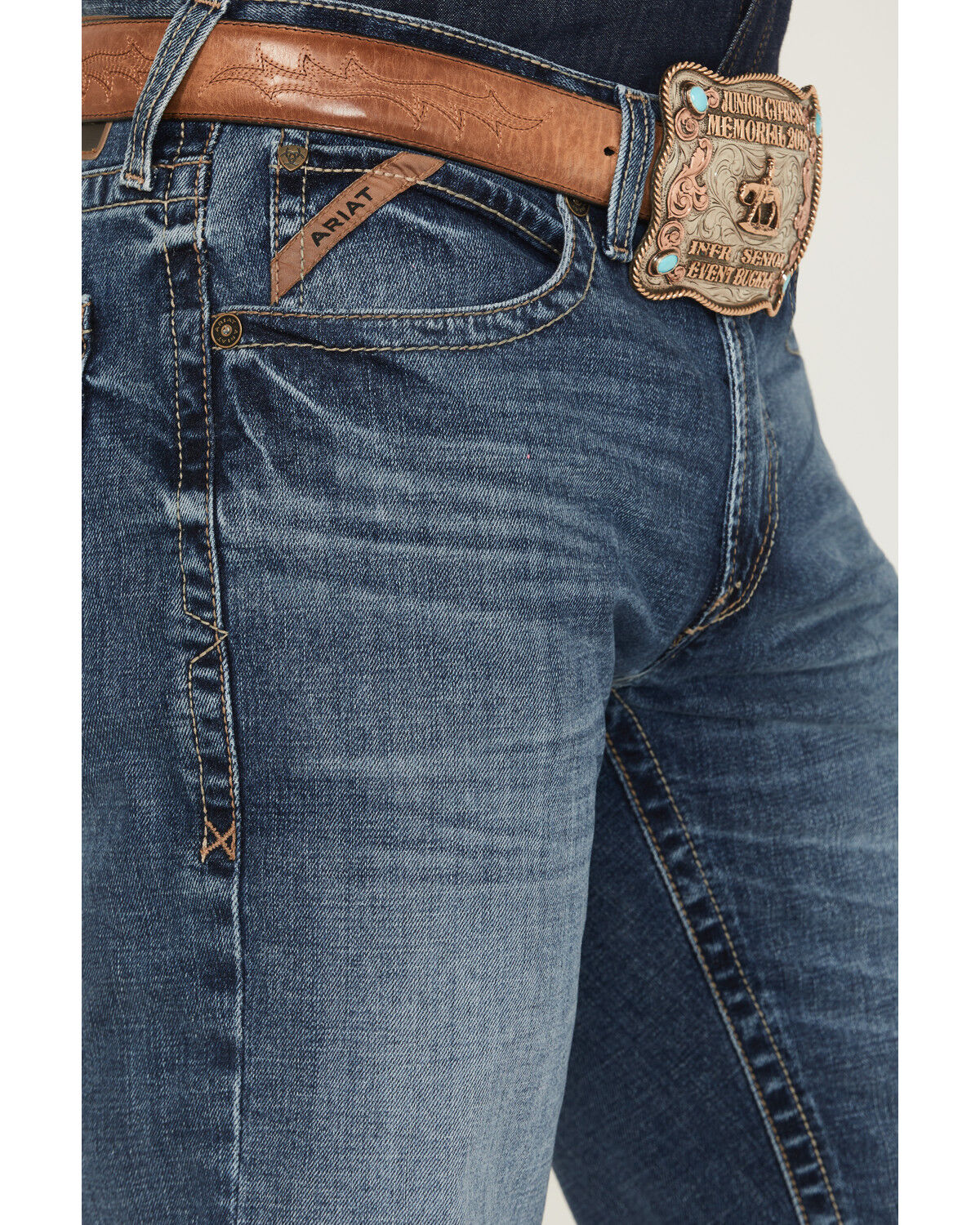 Image #2 - Ariat Men's M4 Andrew Medium Wash Relaxed Bootcut Stretch Denim Jeans, Medium Wash, hi-res