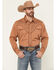 Image #1 - Scully Men's Embroidered Long Sleeve Snap Western Shirt, Brown, hi-res