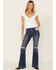 Image #1 - Cello Women's Tinsley High Rise 5-Button Released Hem Flare Jeans , Blue, hi-res