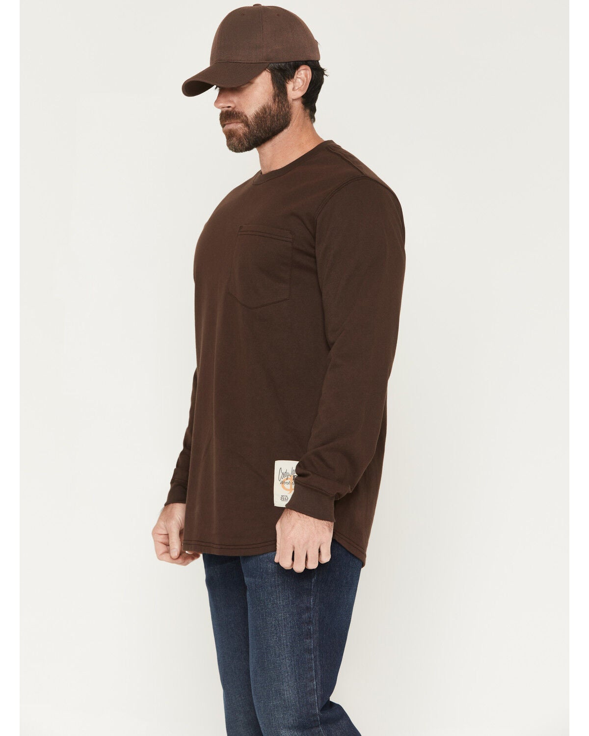 Image #3 - Cody James Men's FR Flame Jumper Long Sleeve Work T-Shirt, Brown, hi-res