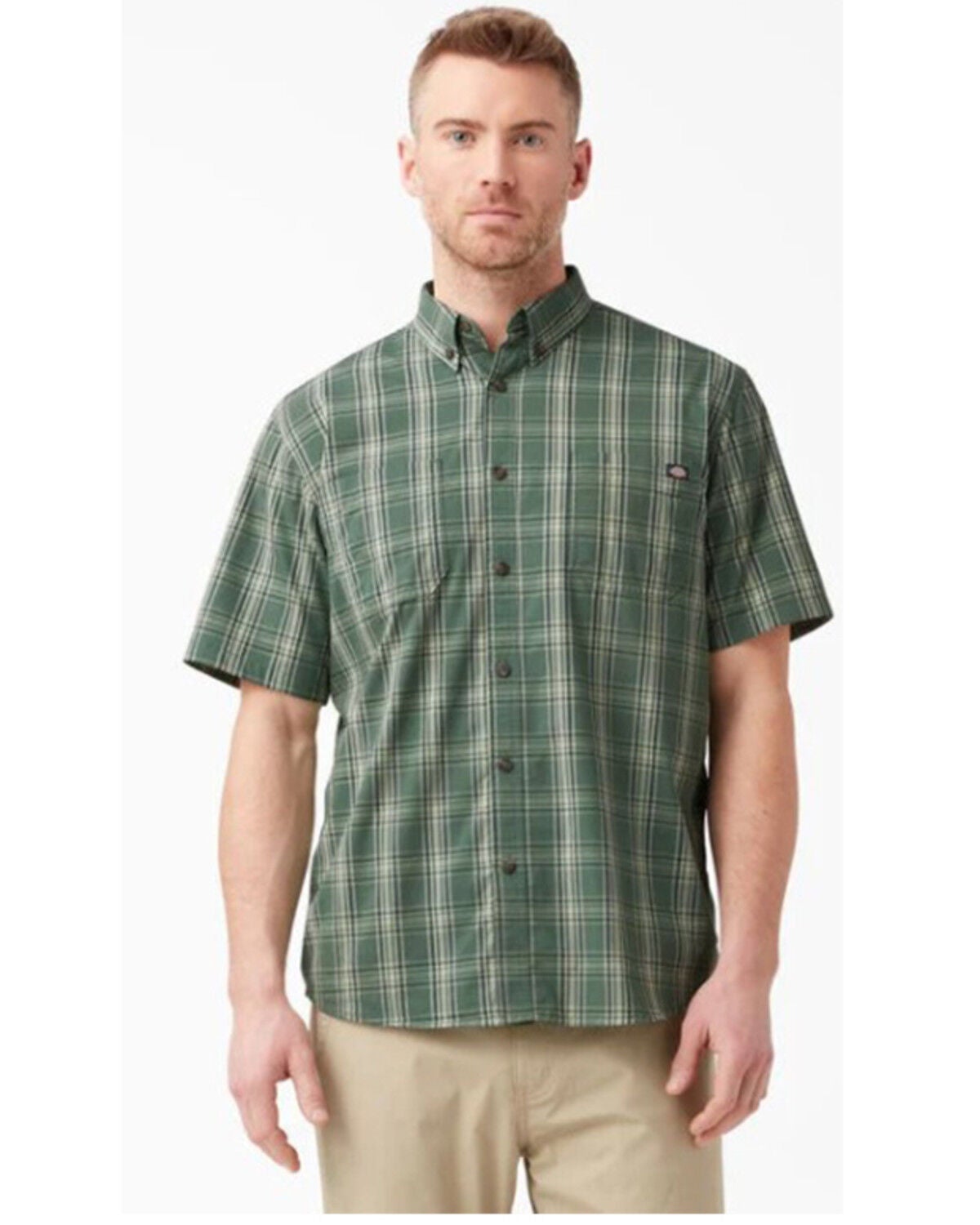 FLEX Plaid Short Sleeve Button-Down 