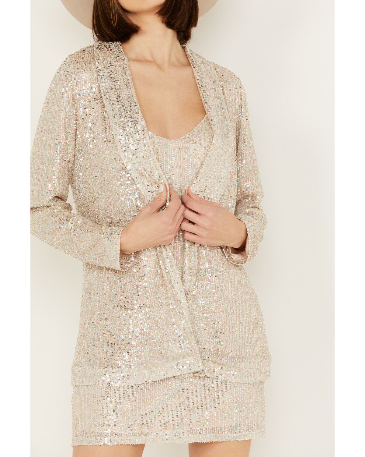Image #3 - Sadie & Sage Women's Campion Disco Inferno Sequins Blazer, Cream, hi-res