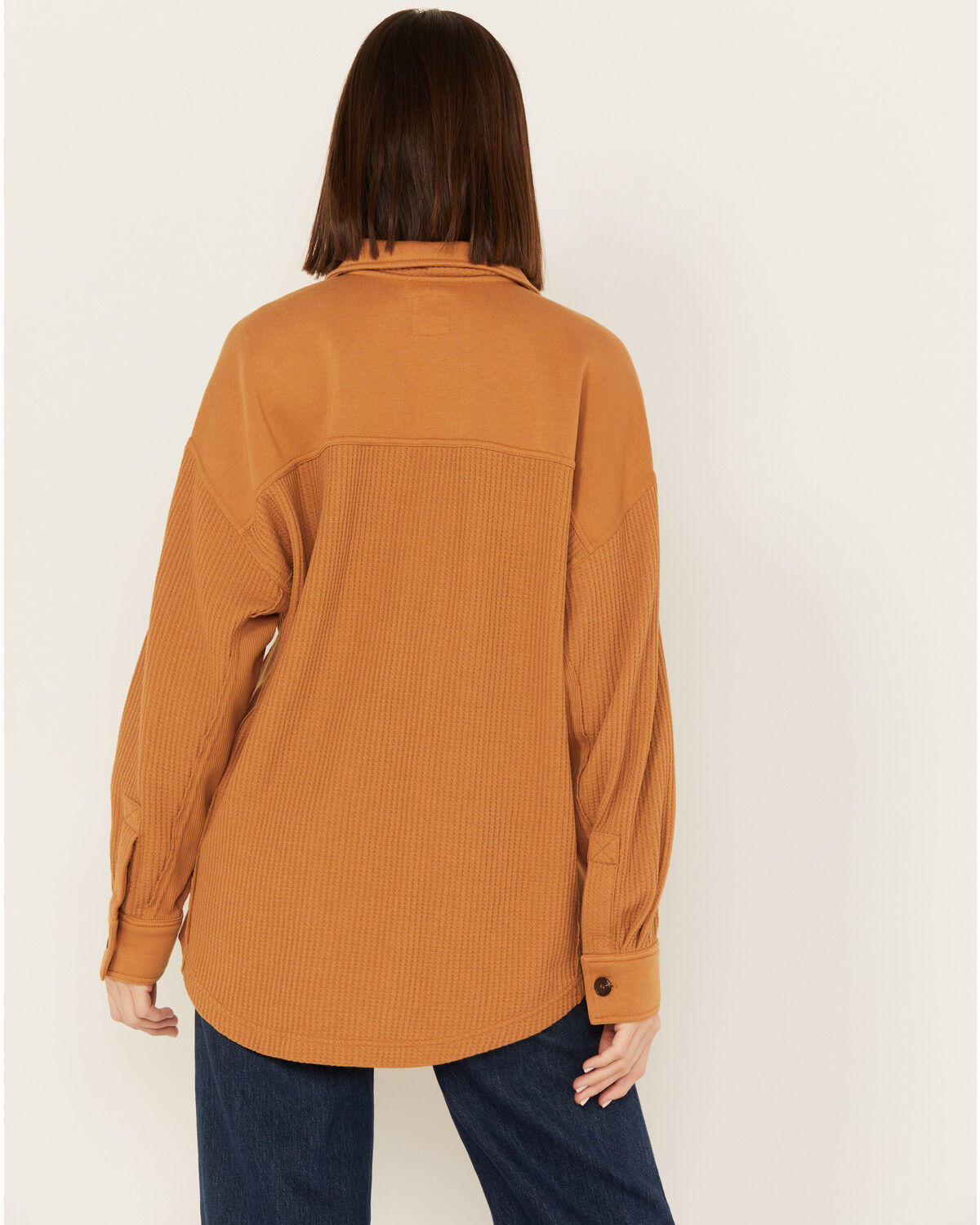 Image #4 - Cleo + Wolf Women's Oversized Knit Button Up Shirt, Lt Brown, hi-res