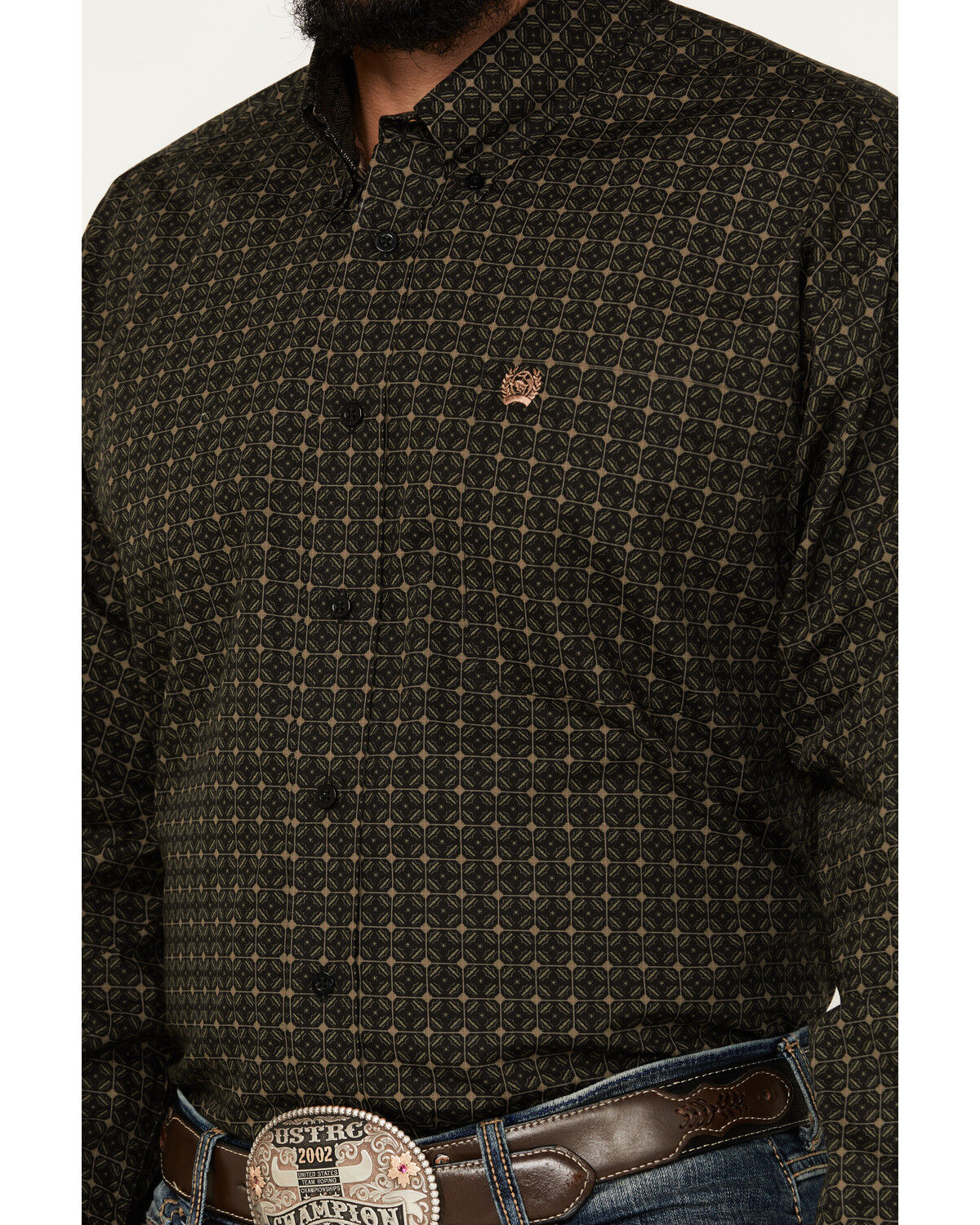 Image #3 - Cinch Men's Medallion Print Long Sleeve Button-Down Western Shirt, Black, hi-res