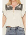 Image #3 - Free People Women's Ribbed Short Sleeve Embroidered Shirt, White, hi-res