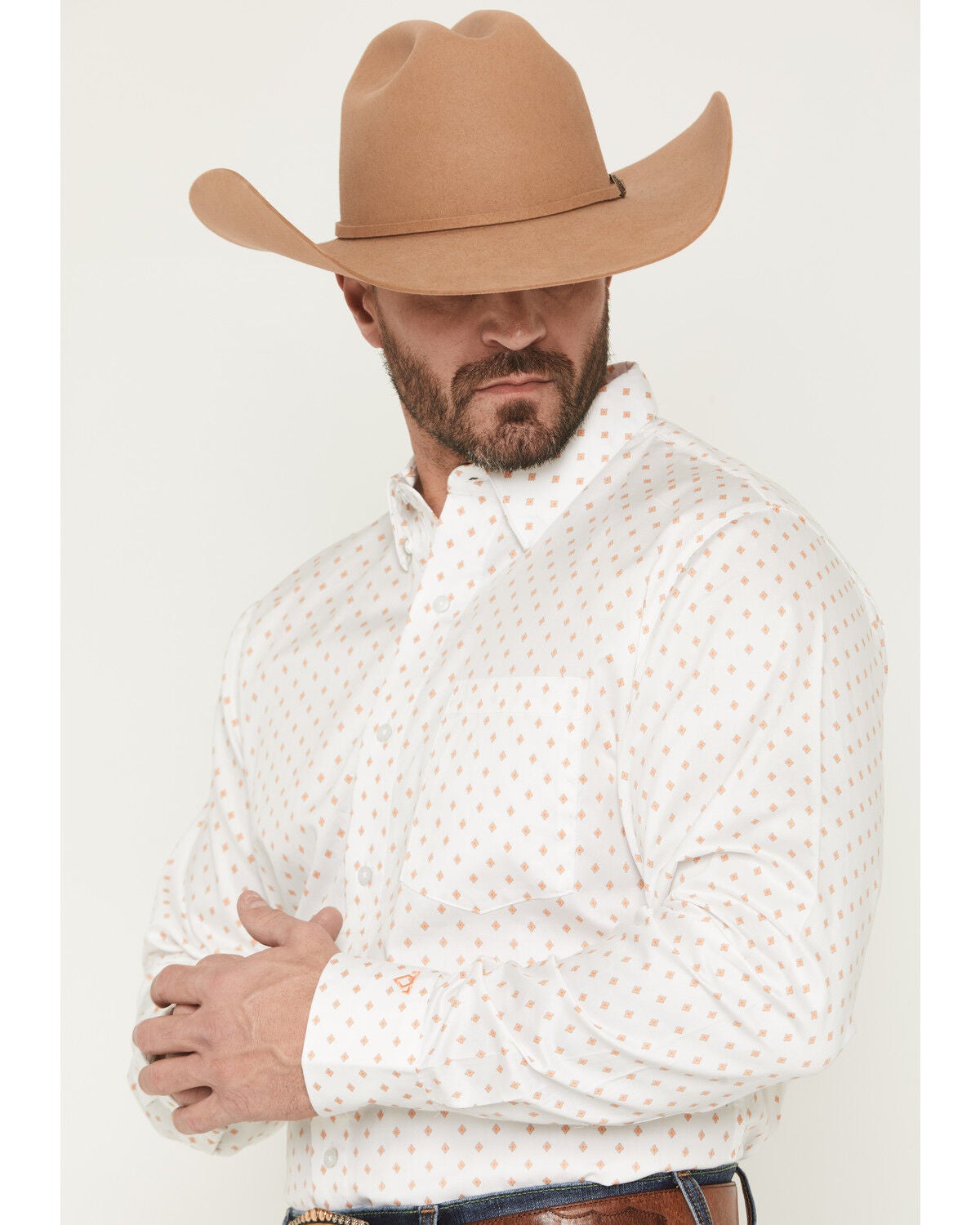 Image #2 - Wrangler X Cody Johnson Men's Medallion Print Long Sleeve Button-Down Western Shirt, White, hi-res