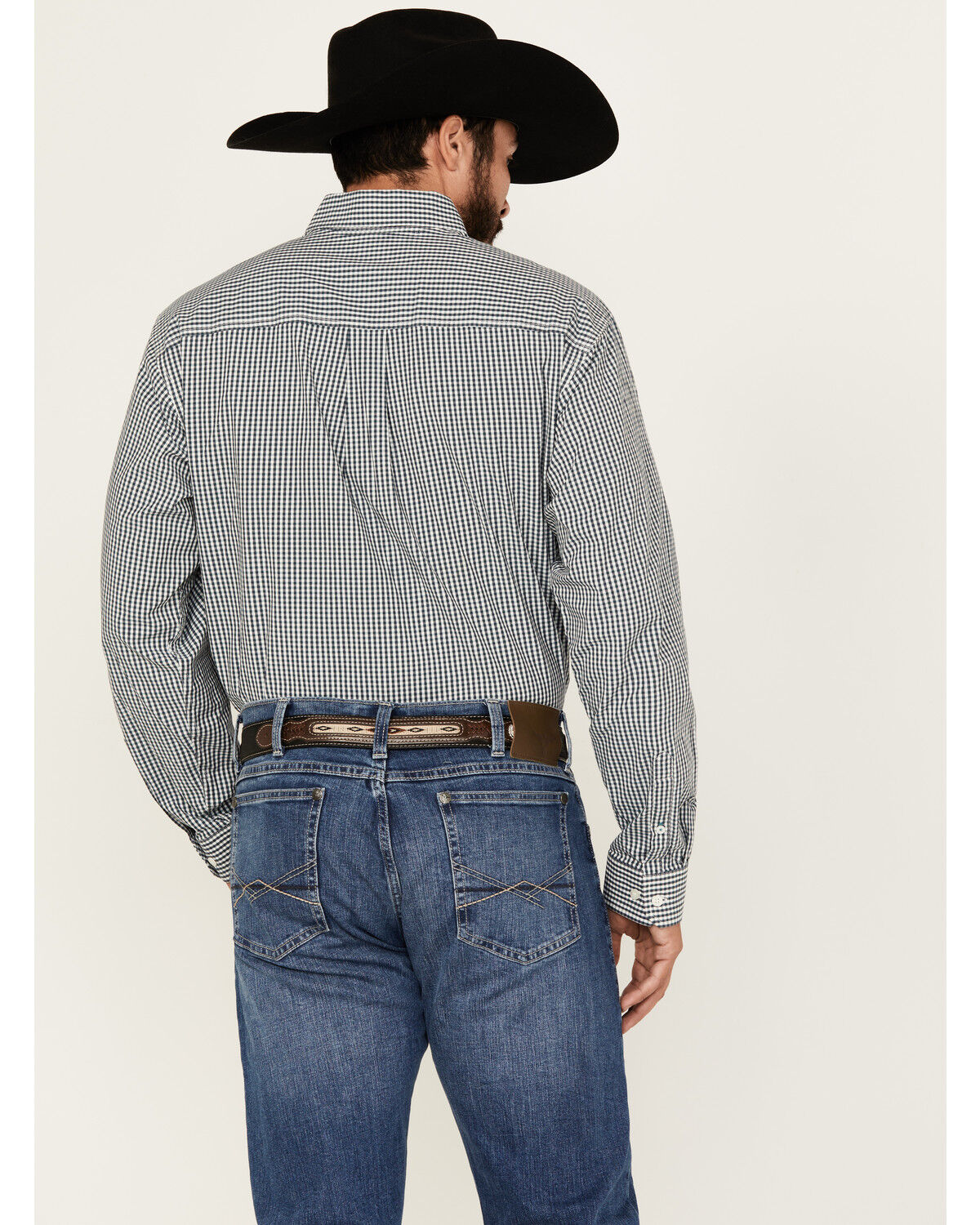 Image #4 - Cinch Men's Checkered Print Long Sleeve Button-Down Stretch Western Shirt, Teal, hi-res