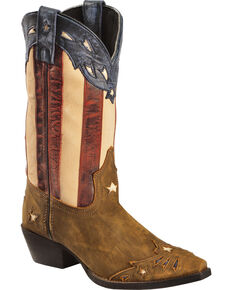 Laredo Women's Keyes Stars & Stripes Cowgirl Boots - Snip Toe, Tan, hi-res