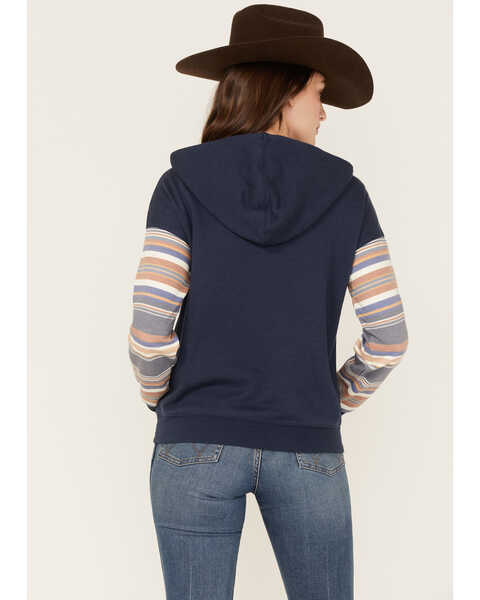 Image #4 - RANK 45® Women's Stripe Contrast Hooded Pullover, Navy, hi-res