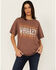 Image #1 - Rock & Roll Denim Women's Whiskey Rhinestone Short Sleeve Graphic Tee, Brown, hi-res