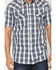 Image #3 - Moonshine Spirit&reg; Men's Desert Willow Plaid Print Short Sleeve Pearl Snap Western Shirt, Blue, hi-res
