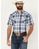 Image #1 - Ely Walker Men's Plaid Print Short Sleeve Pearl Snap Western Shirt, White, hi-res