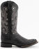 Ferrini Men's Black Caiman Croc Print Cowboy Boots - Wide Square Toe, Black, hi-res