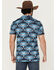 Image #4 - Rock & Roll Denim Men's Boot Barn Exclusive Southwestern Print Short Sleeve Polo Shirt, Navy, hi-res