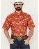 Image #1 - Ariat Men's VentTek Outbound Palm tree Print Short Sleeve Button-Down Performance Western Shirt, Dark Orange, hi-res