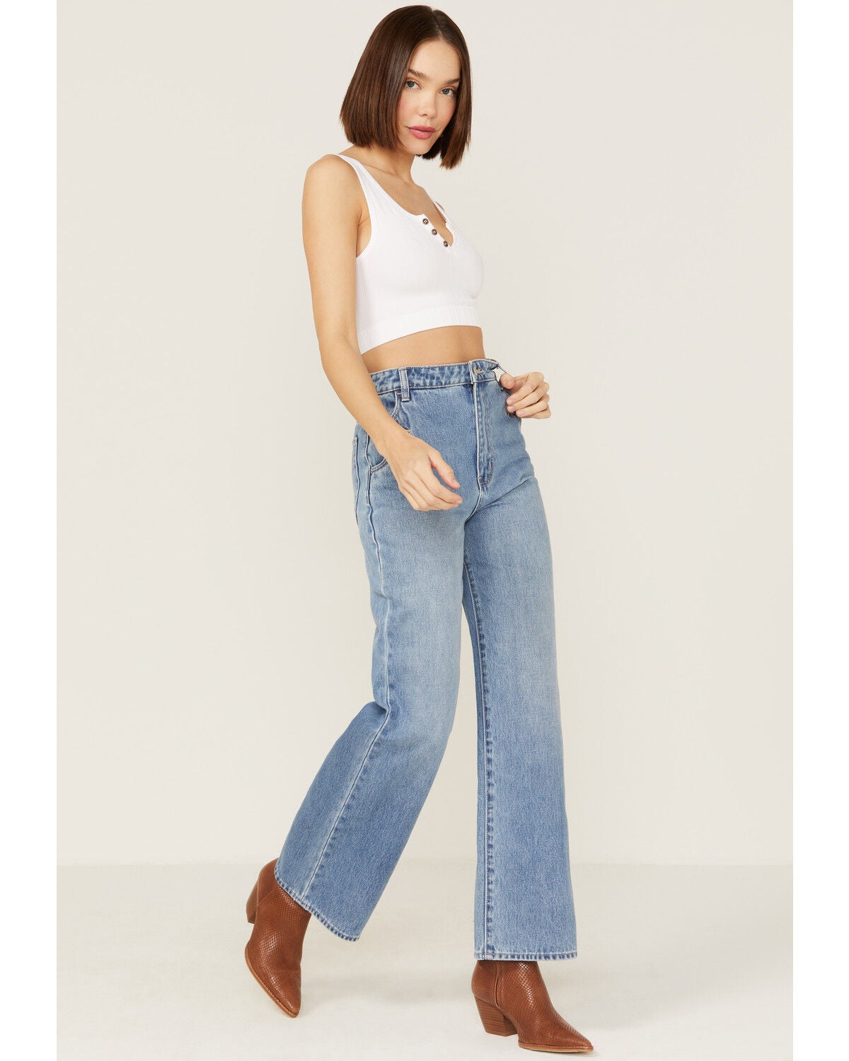 Rolla's Women's Heidi Light Wash High Rise Wide Jeans, Blue, hi-res