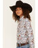Image #2 - Shyanne Girls' Ditsy Floral Print Long Sleeve Western Pearl Snap Shirt, Ivory, hi-res