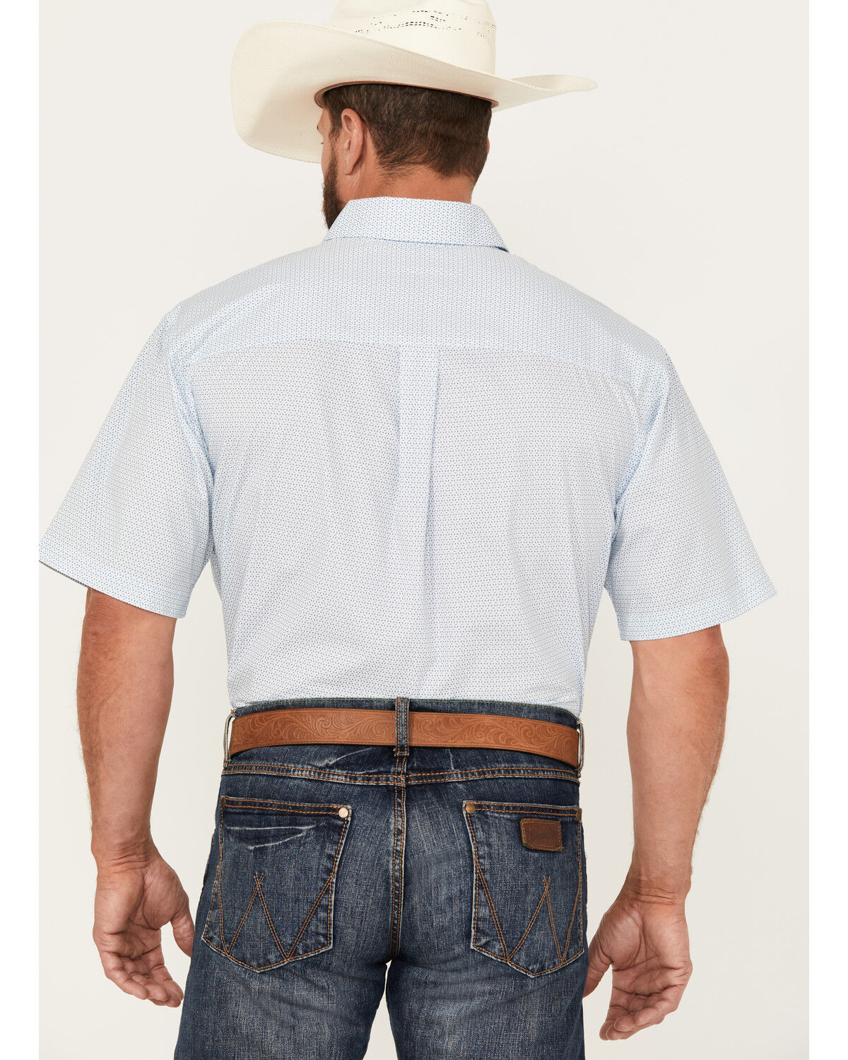 Image #4 - George Strait By Wrangler Men's Geo Print Short Sleeve Button-Down Western Shirt - Big, Blue, hi-res