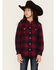 Image #1 - Cruel Girl Girls' Plaid Print Fringe Snap Jacket, Navy, hi-res