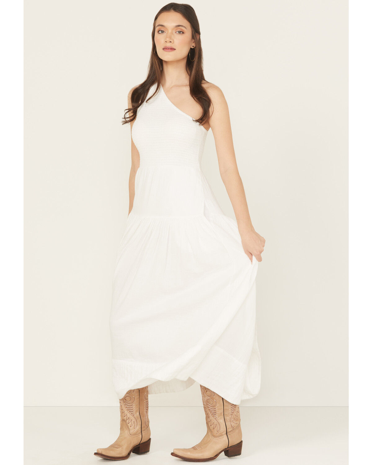 Image #1 - Revel Women's One Shoulder Midi Dress, White, hi-res