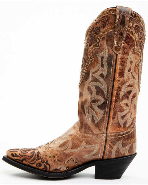 Image #3 - Laredo Women's Braylynn Studded Leather Western Performance Boots - Snip Toe, Lt Brown, hi-res