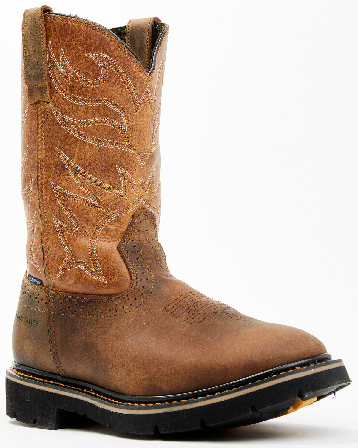 Image #1 - Cody James Men's Mustang Pull-On Waterproof Work Boots - Soft Toe, Tan, hi-res