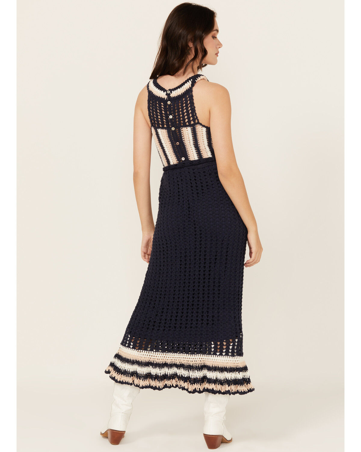 Image #4 - Cleobella Women's Drew Hand Crochet Midi Dress, Navy, hi-res