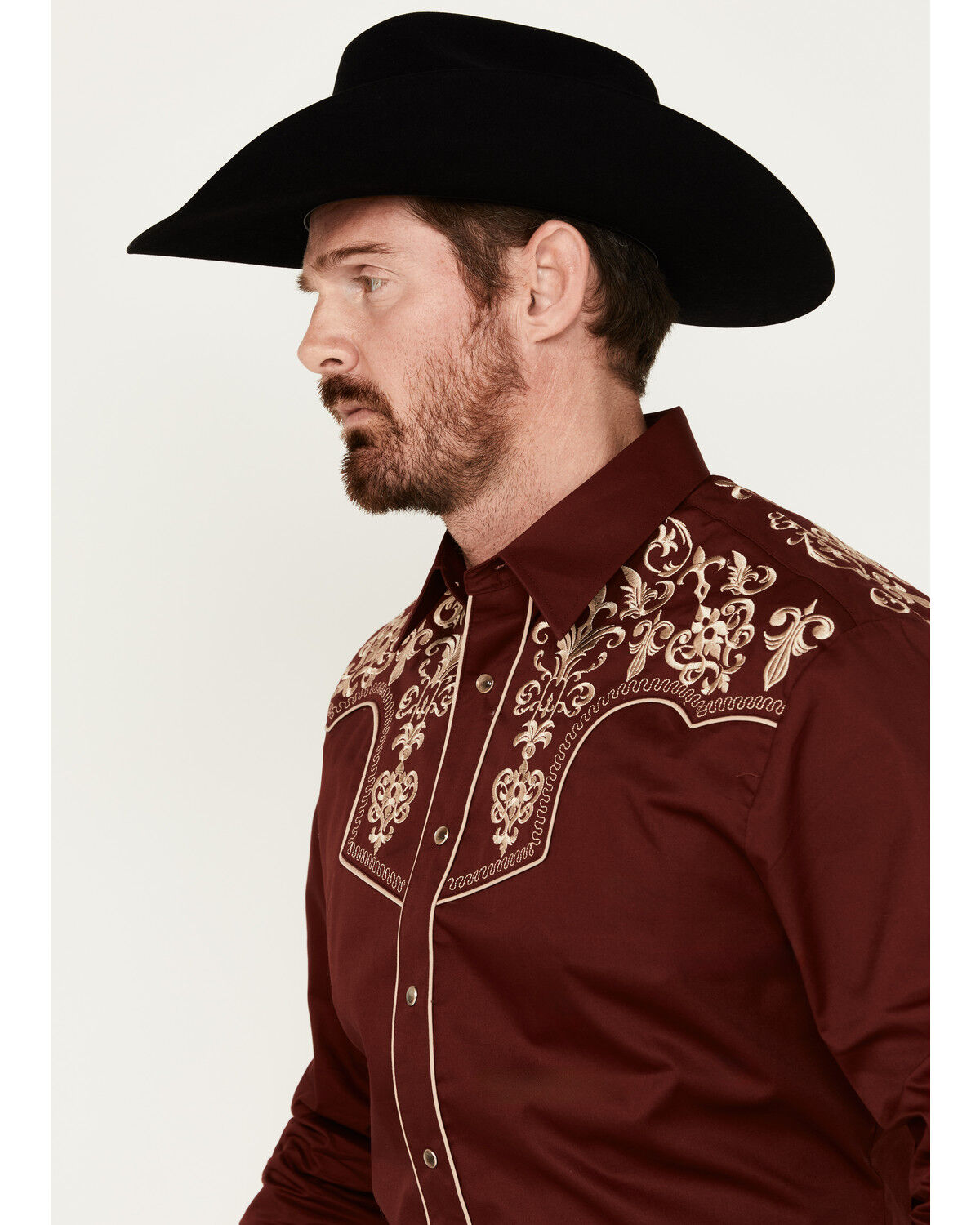 Image #2 - Rodeo Clothing Men's Embroidered Yoke Long Sleeve Pearl Snap Western Shirt, , hi-res