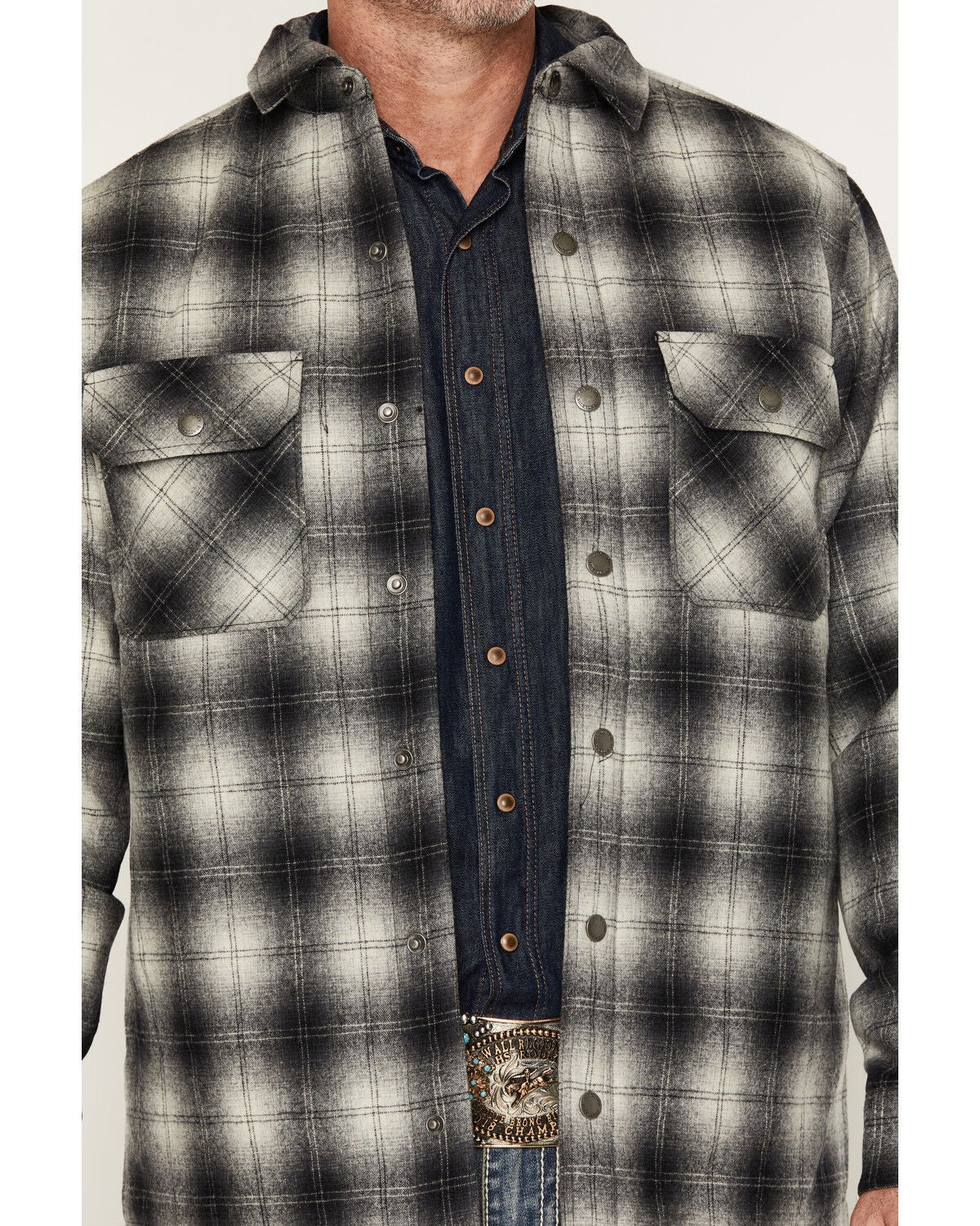 Image #3 - Pendleton Men's Umatilla Plaid Print Quilt Lined Jacket, Charcoal, hi-res