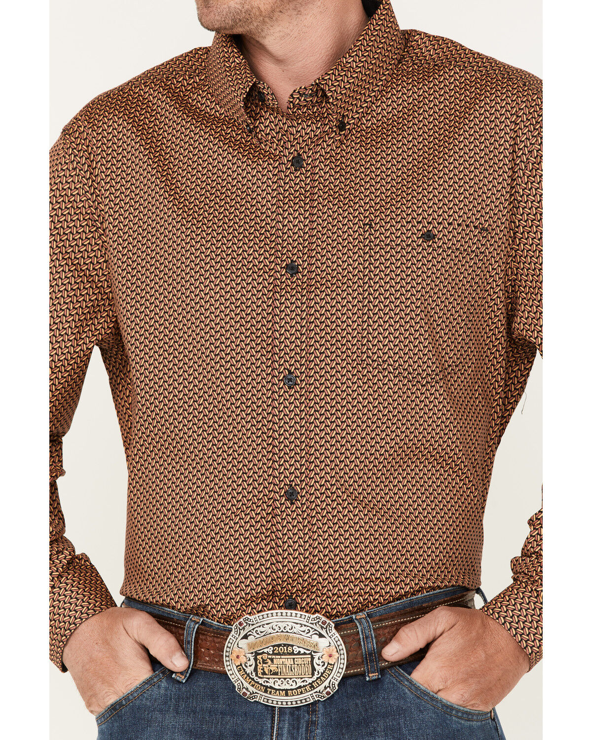 Image #3 - RANK 45® Men's Anvil Geo Print Button-Down Western Shirt, Multi, hi-res