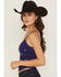Image #2 - Fornia Women's Star Embroidered Sleeveless Cropped Tank Top, Navy, hi-res