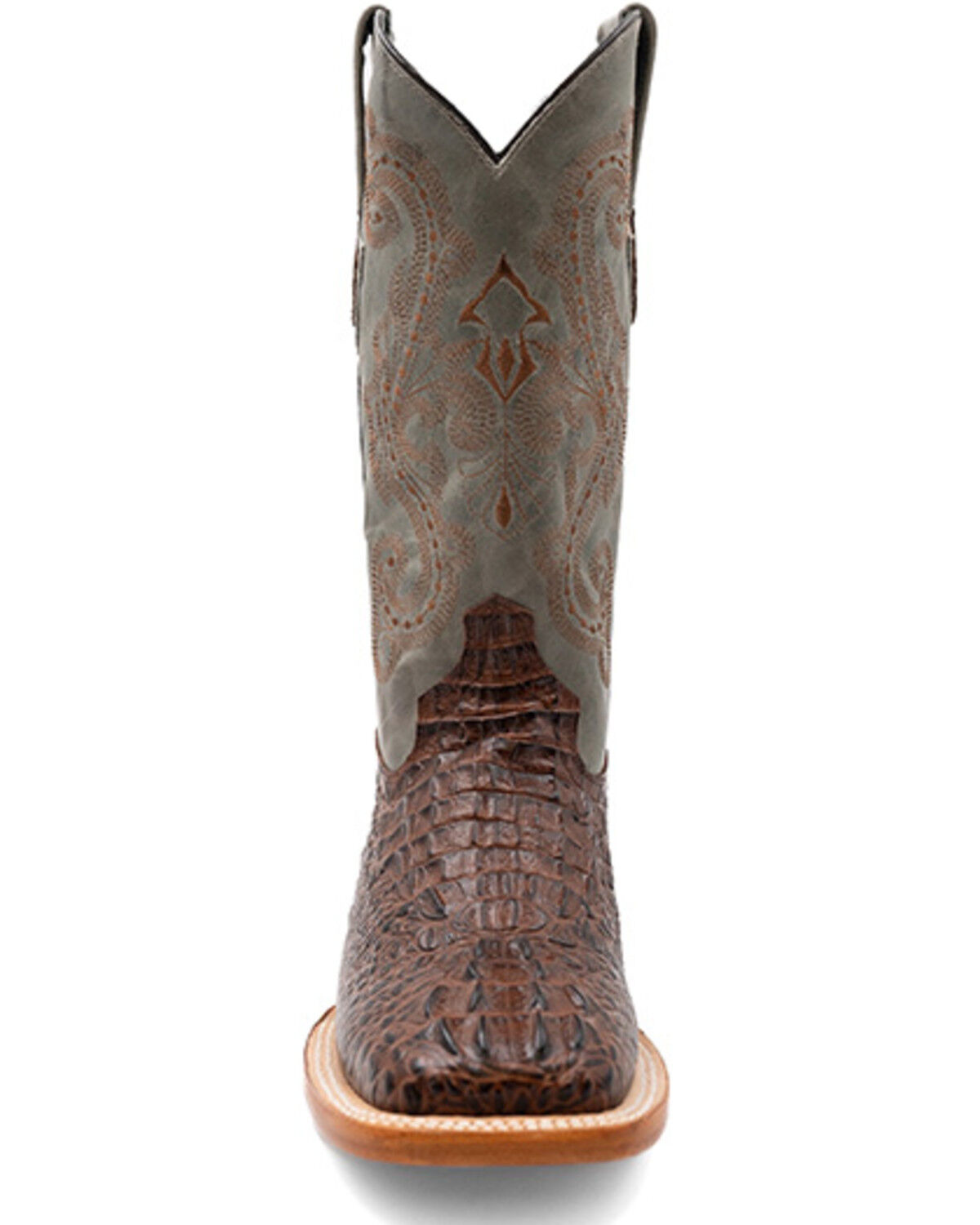 Image #4 - Ferrini Men's Caiman Croc Print Western Boots - Broad Square Toe, Rust, hi-res