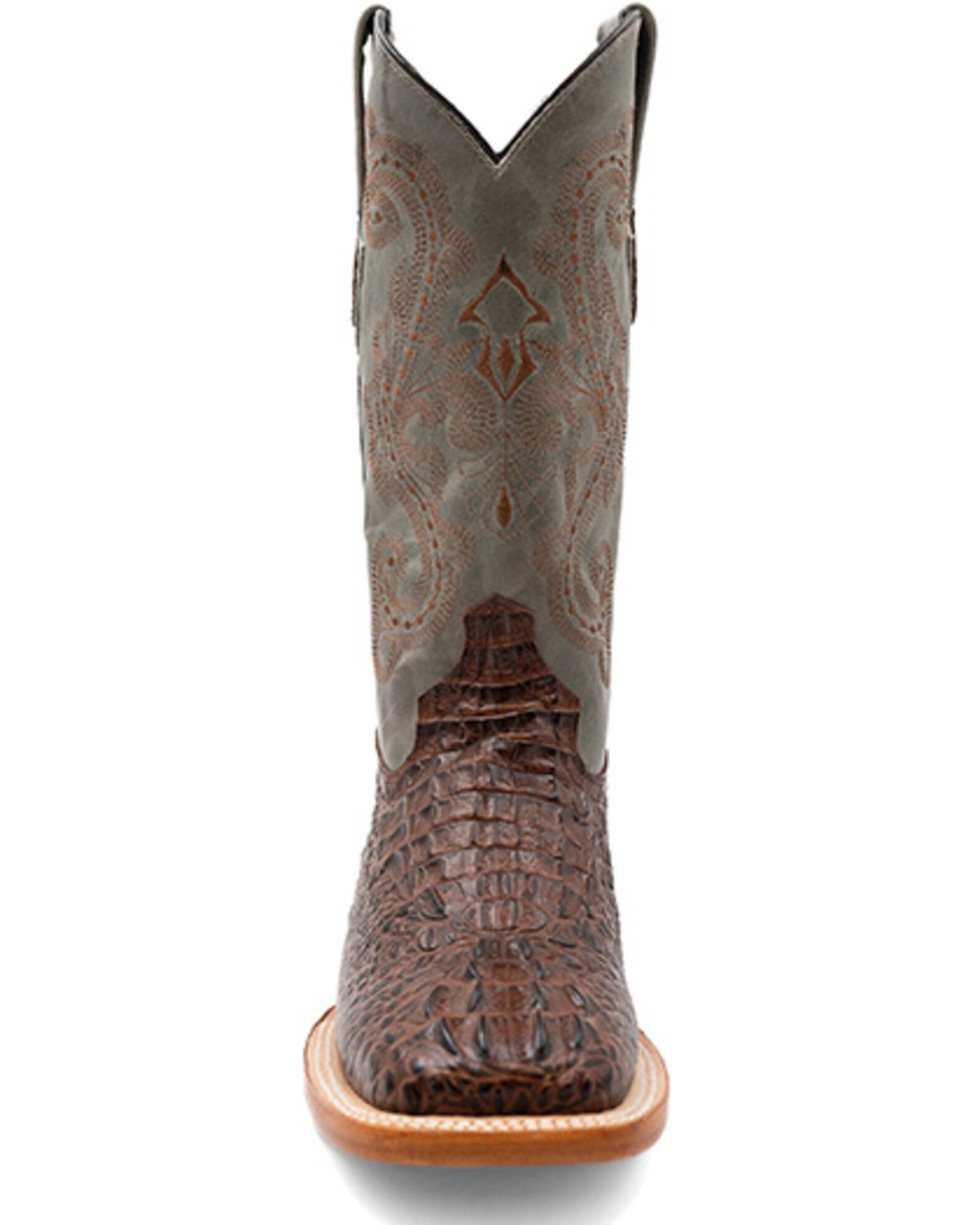 Image #4 - Ferrini Men's Caiman Croc Print Western Boots - Broad Square Toe, Rust, hi-res