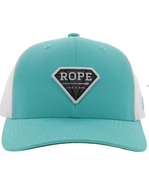Image #3 - Hooey Women's Rope Like A Girl Patch Trucker Cap, Turquoise, hi-res