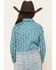 Image #4 - Shyanne Girls' Wallpaper Print Long Sleeve Snap Stretch Western Shirt, Turquoise, hi-res
