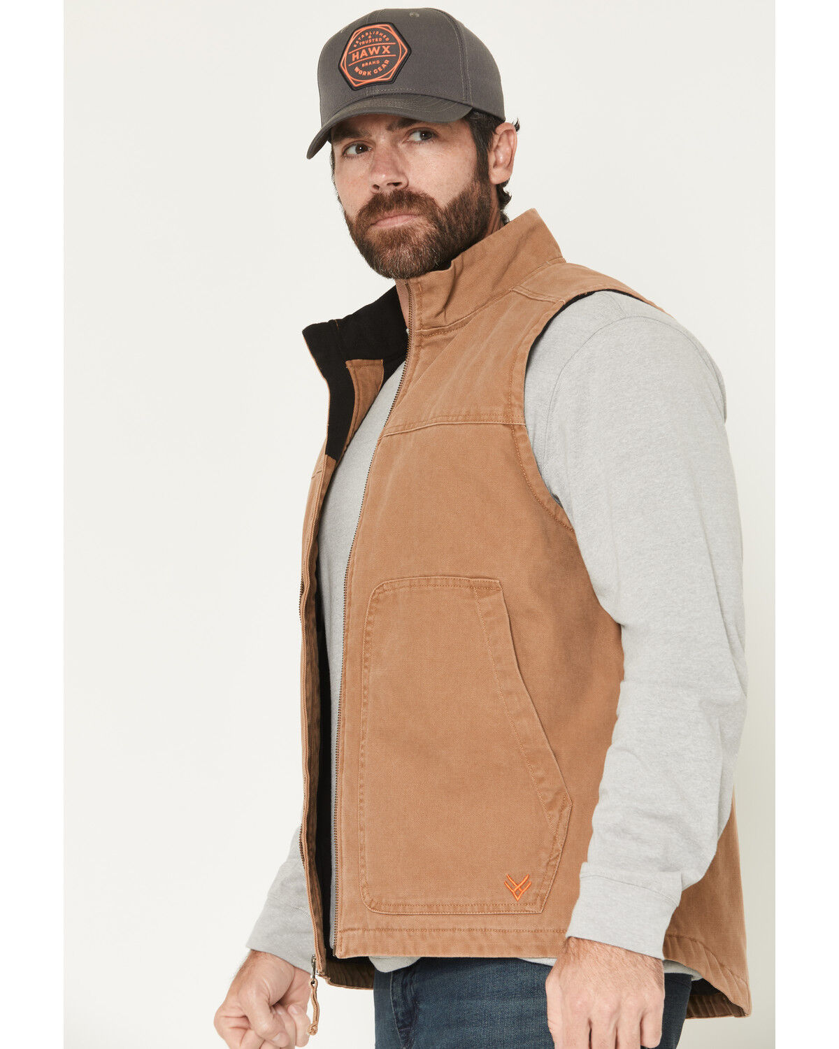 Image #2 - Hawx Men's Fleece Lined Solid Duck Canvas Vest, Rust Copper, hi-res