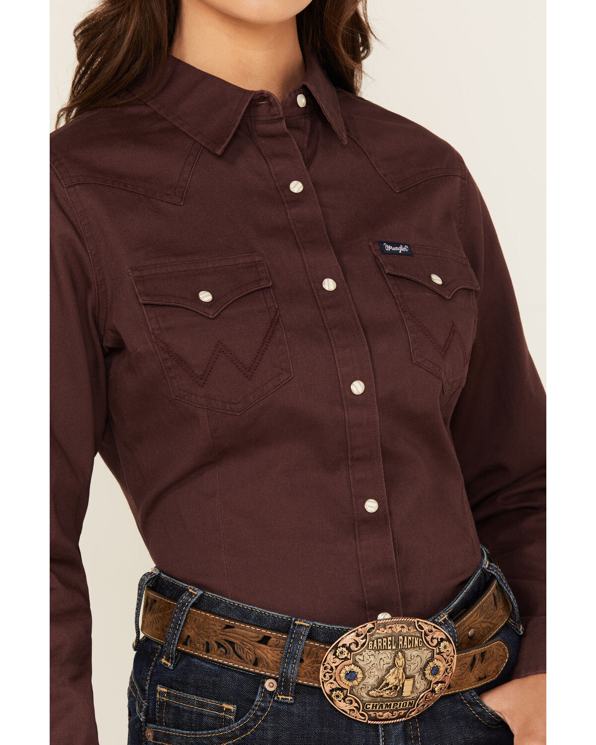 Image #3 - Wrangler Retro Women's Solid Long Sleeve Snap Western Shirt, Purple, hi-res